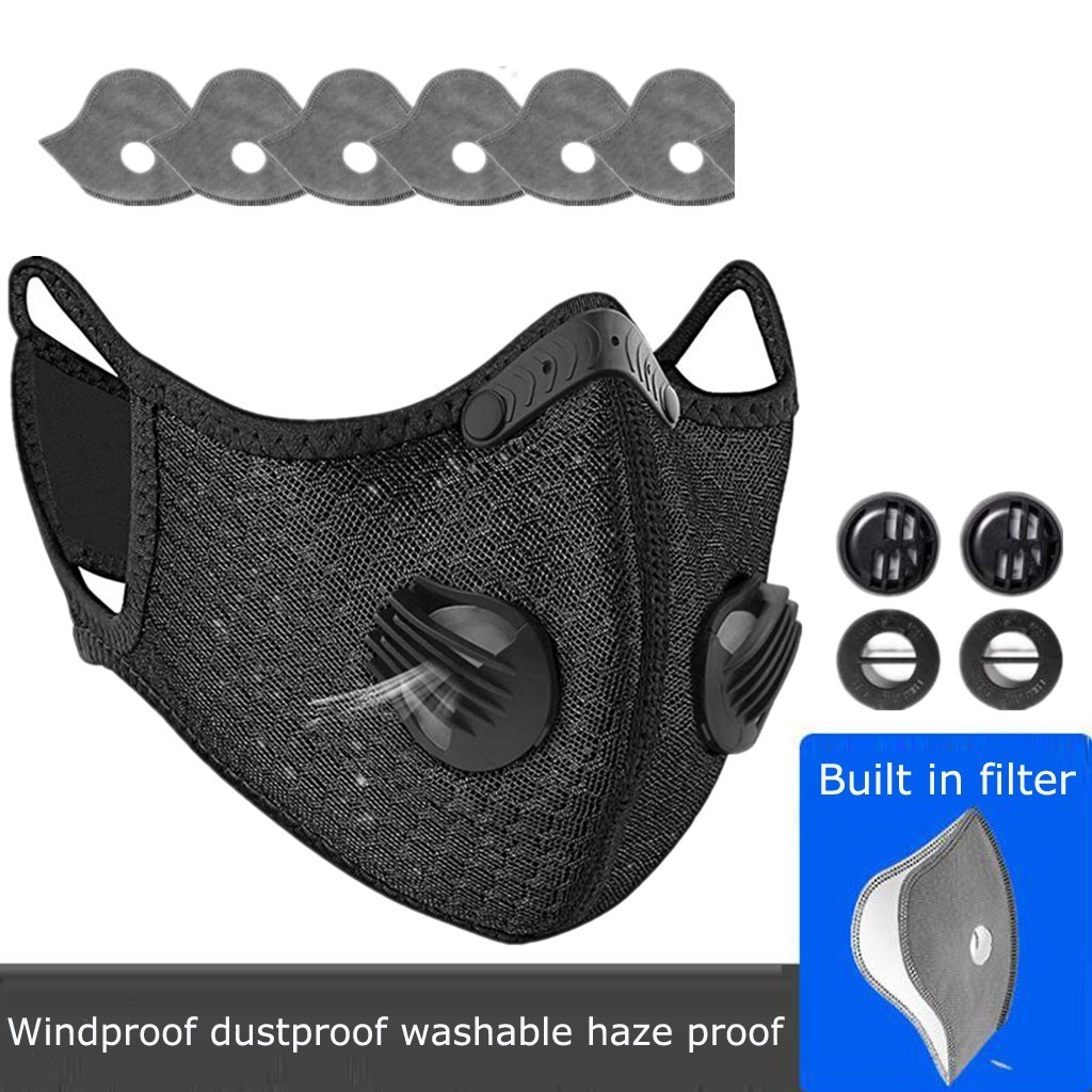 Sportmask til cykling med aktivt kul og udvekslingsventiler