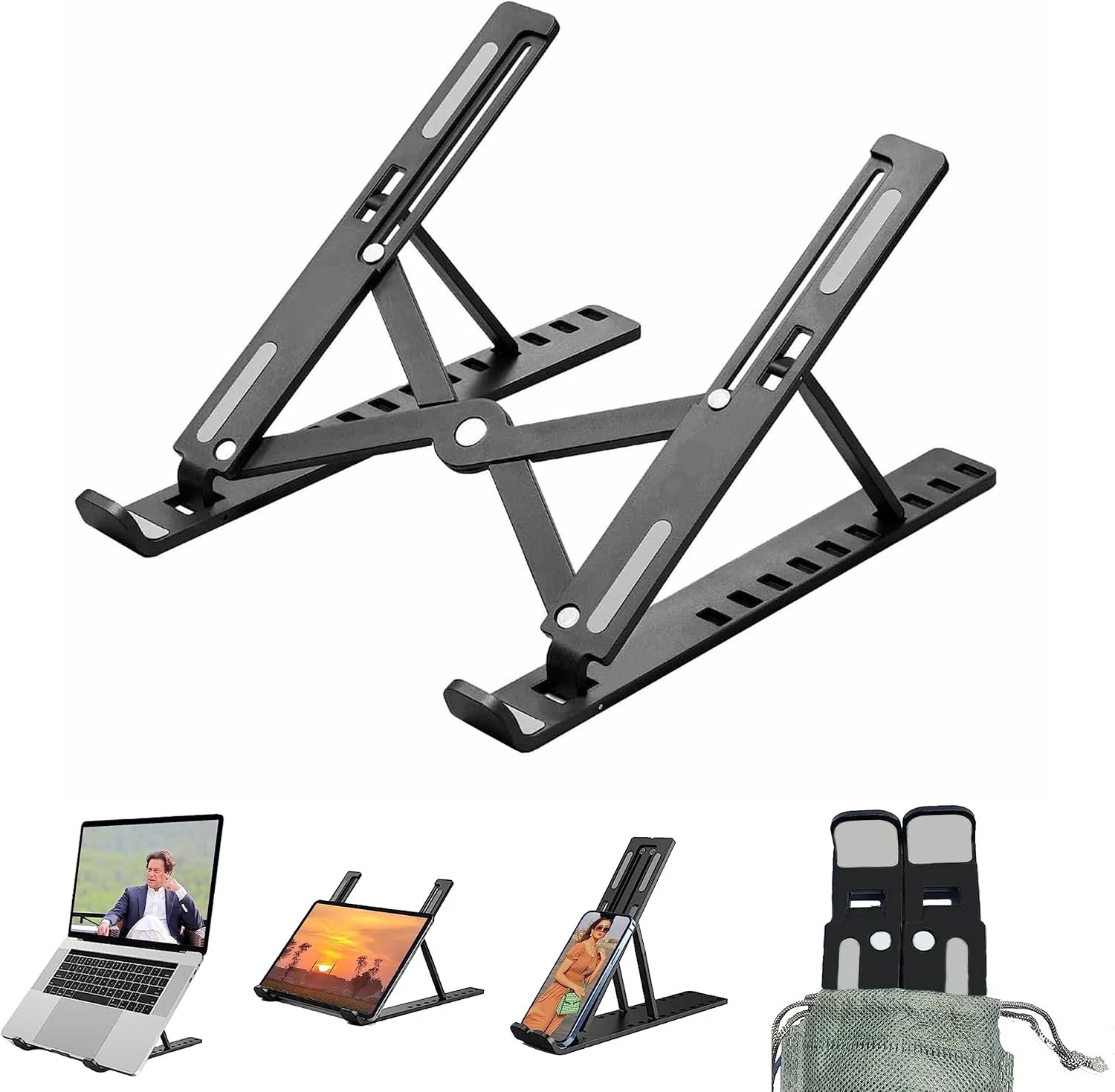 Aluminium Laptop Stander, Faltbar og Justerbar med Silikon