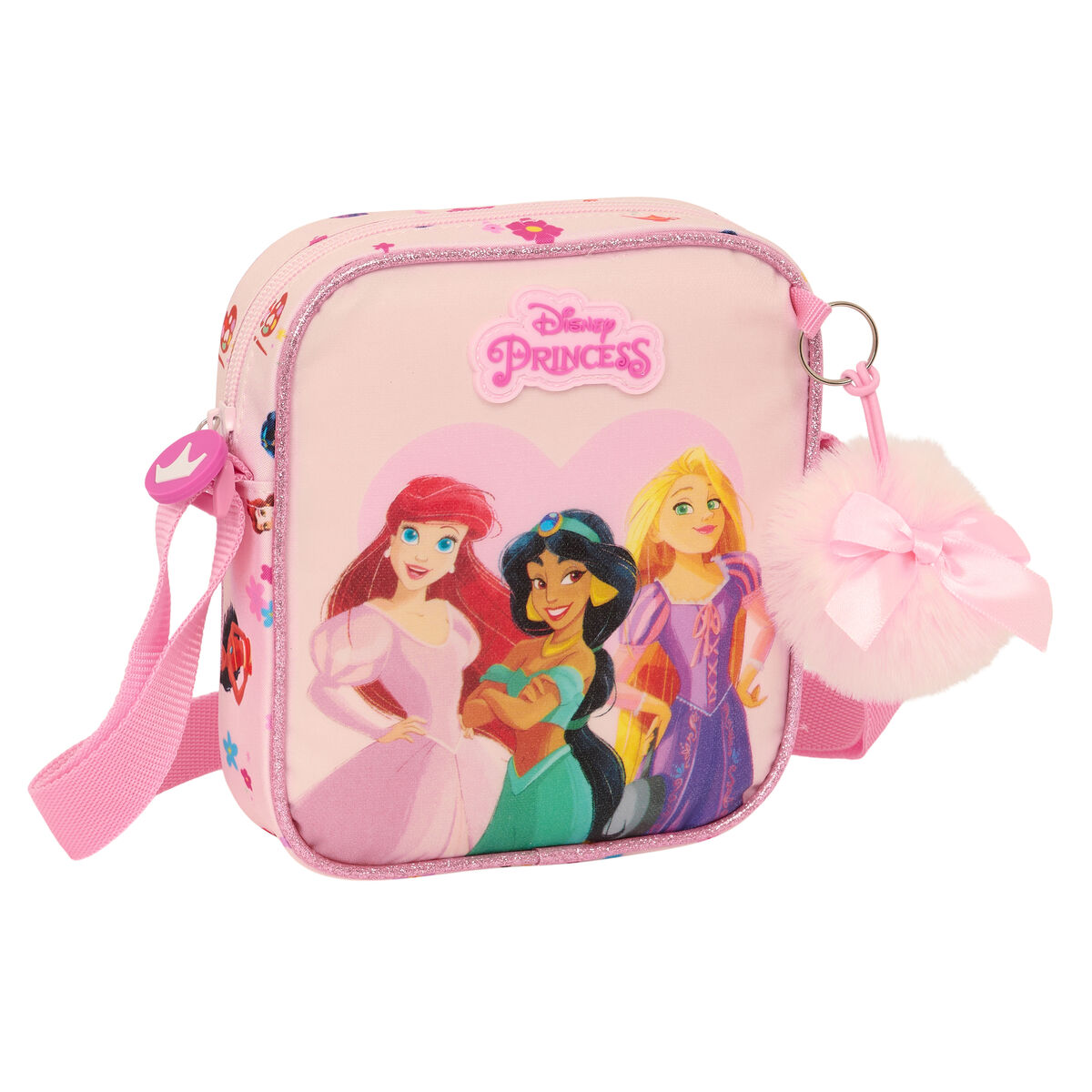 Disney Princess skuldertaske, pink, 16x18x4 cm