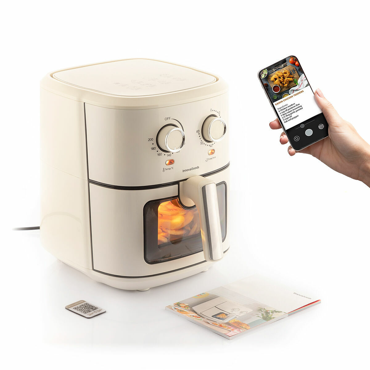 Varmluftsfrituregryde InnovaGoods   Flødefarvet 6,5 L 1700 W Rustfrit stål (Refurbished D)