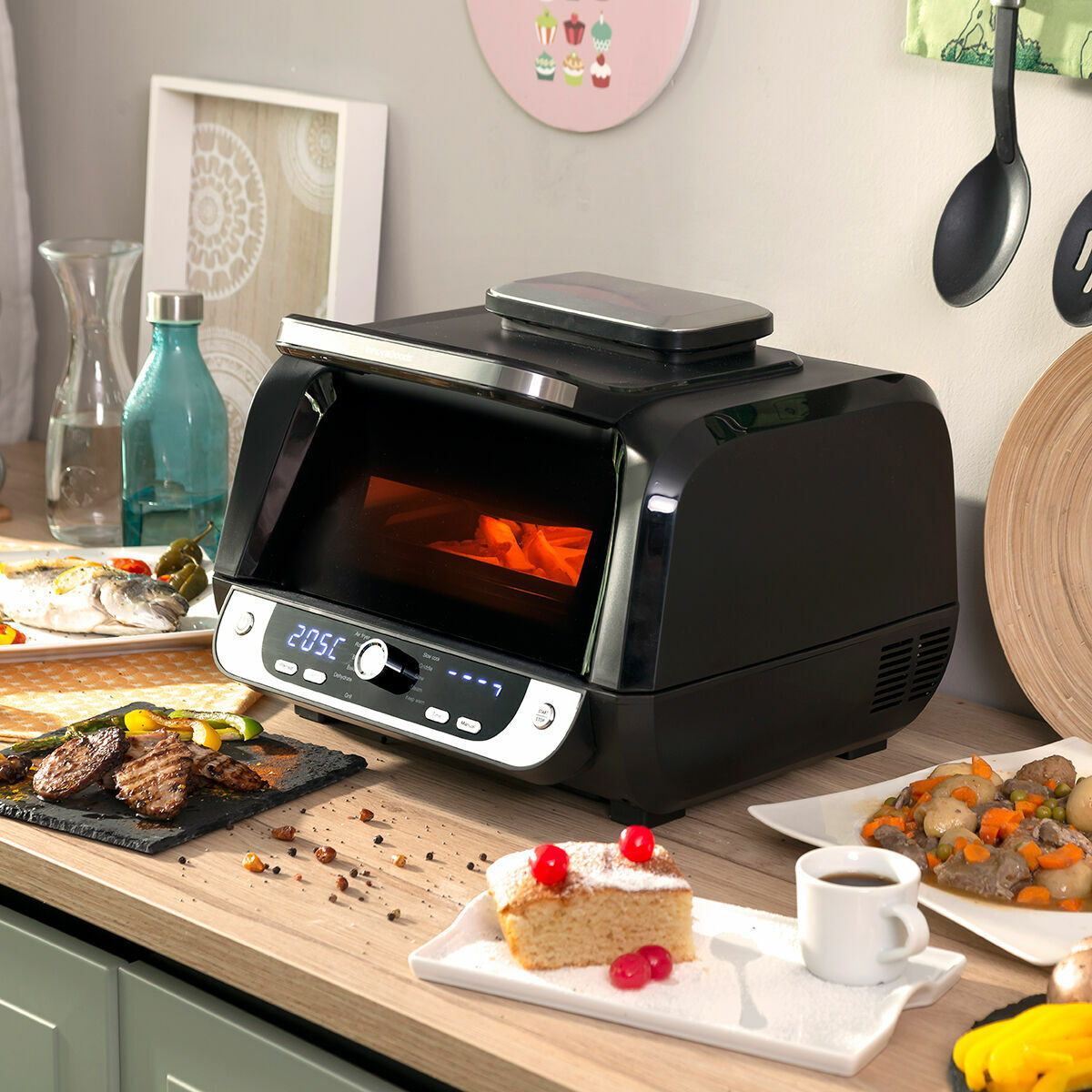 Varmluftsfrituregryde med grill, tilbehør og opskriftsbog InnovaGoods Stål 3400 W 6 L (Refurbished B)