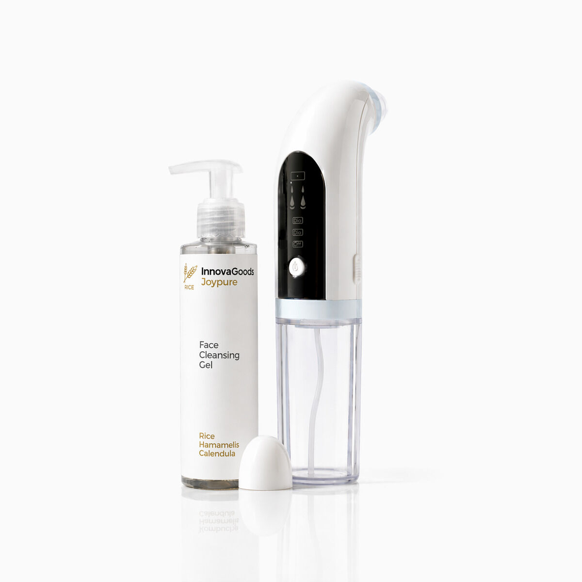 Sæt genopladelig ansigtsrens mod urenheder og Rice Joypure ansigtsgel 200 ml InnovaGoods